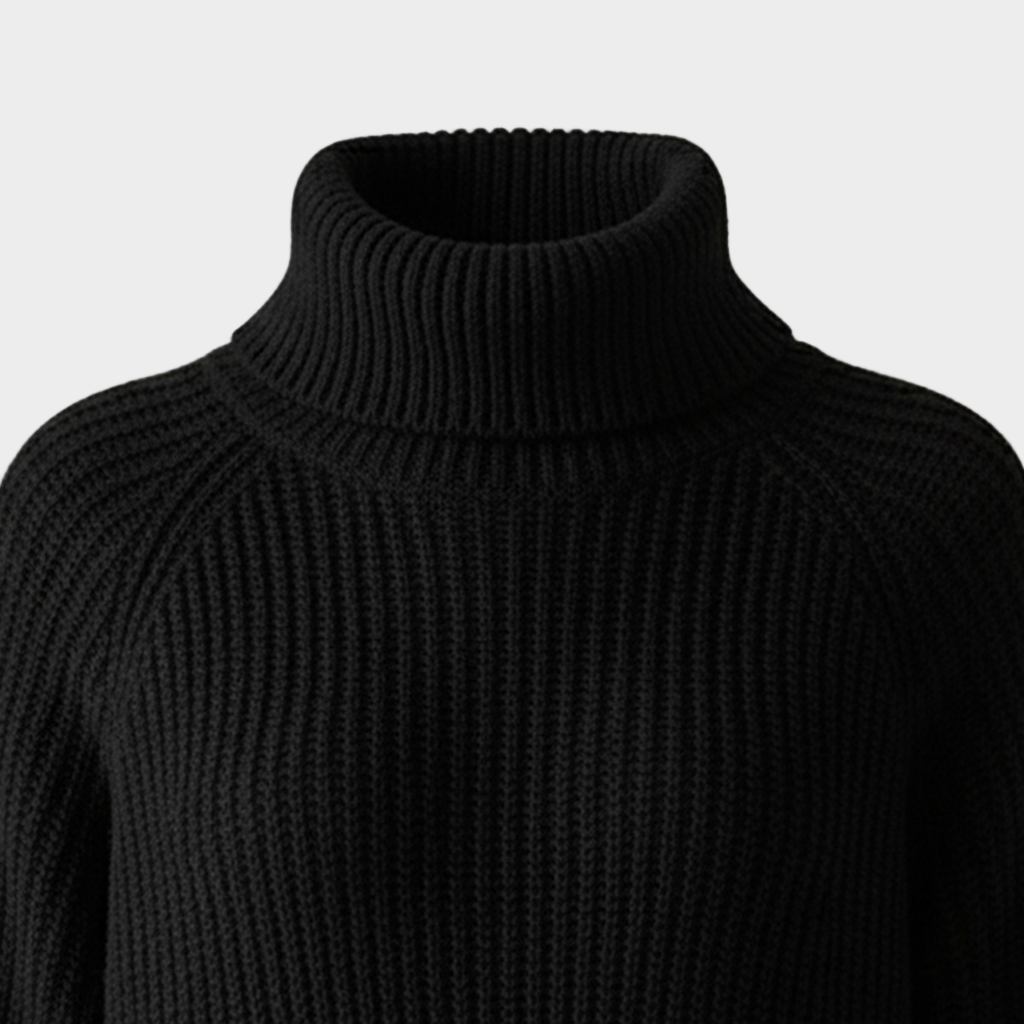 Laura - Ribbed Knit High Neck Midi Dress