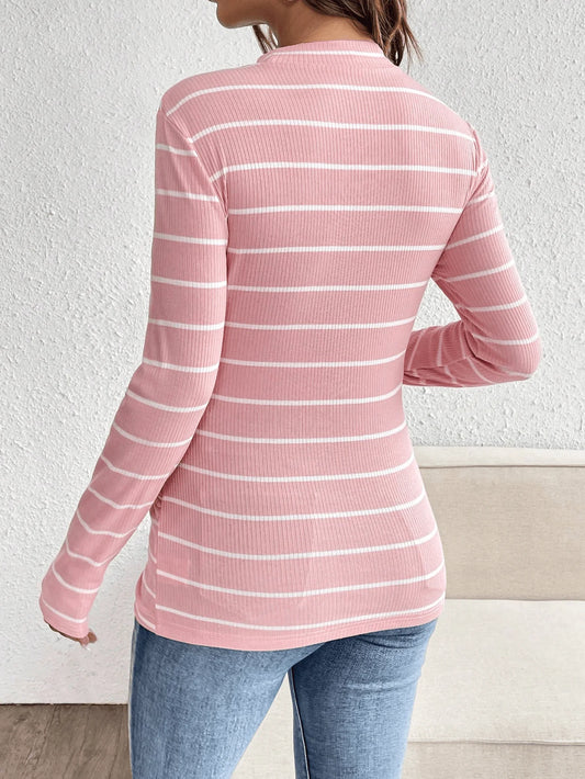 Women’s Striped Long-Sleeve Maternity Shirt