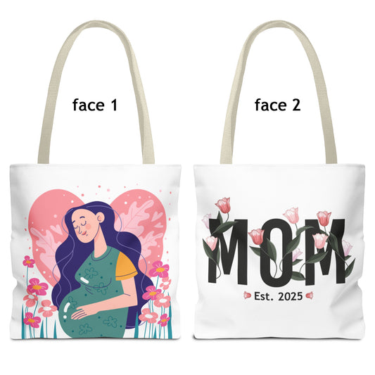 Mom's Love est 2025 Tote Bag - Floral Design