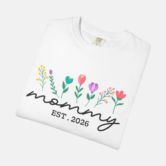 Mommy Est 2026 Floral T-shirt