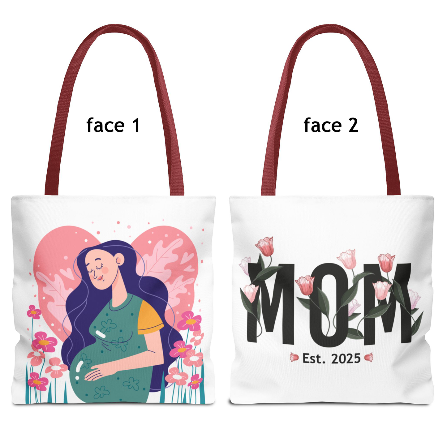 Mom's Love est 2025 Tote Bag - Floral Design