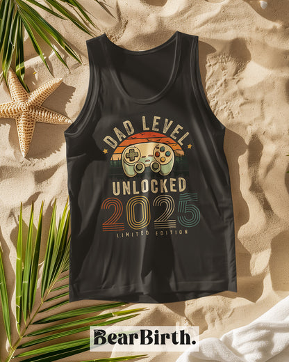 Dad Level Unlocked Tank Top, Retro Gamer Gift, Cool Summer Apparel