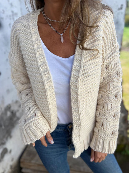 Emma - Textured Knit Open-Front Cardigan