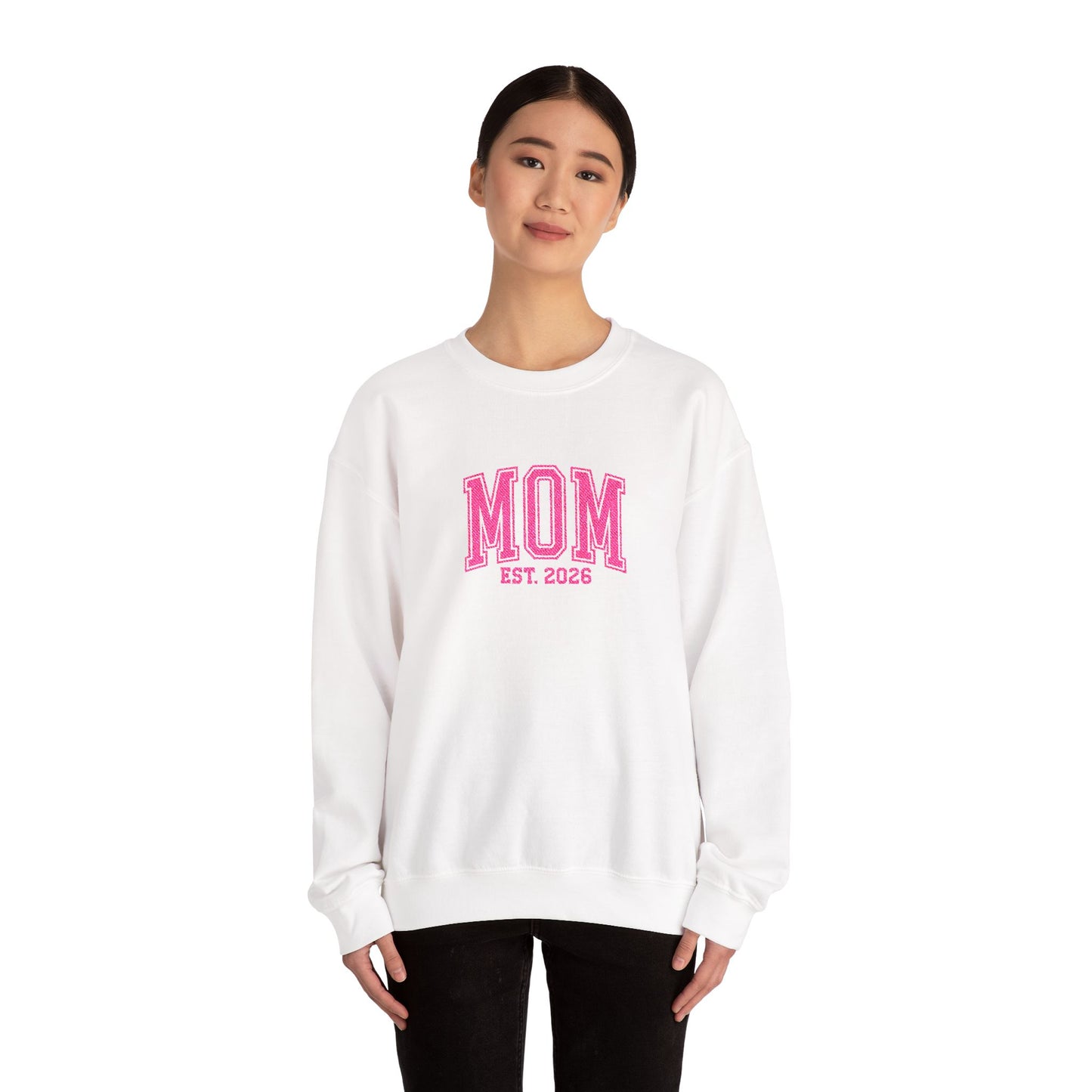 Embroidery MOM est 2026 Crewneck Sweatshirt