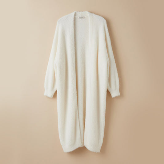 White Long Cardigan Knitted