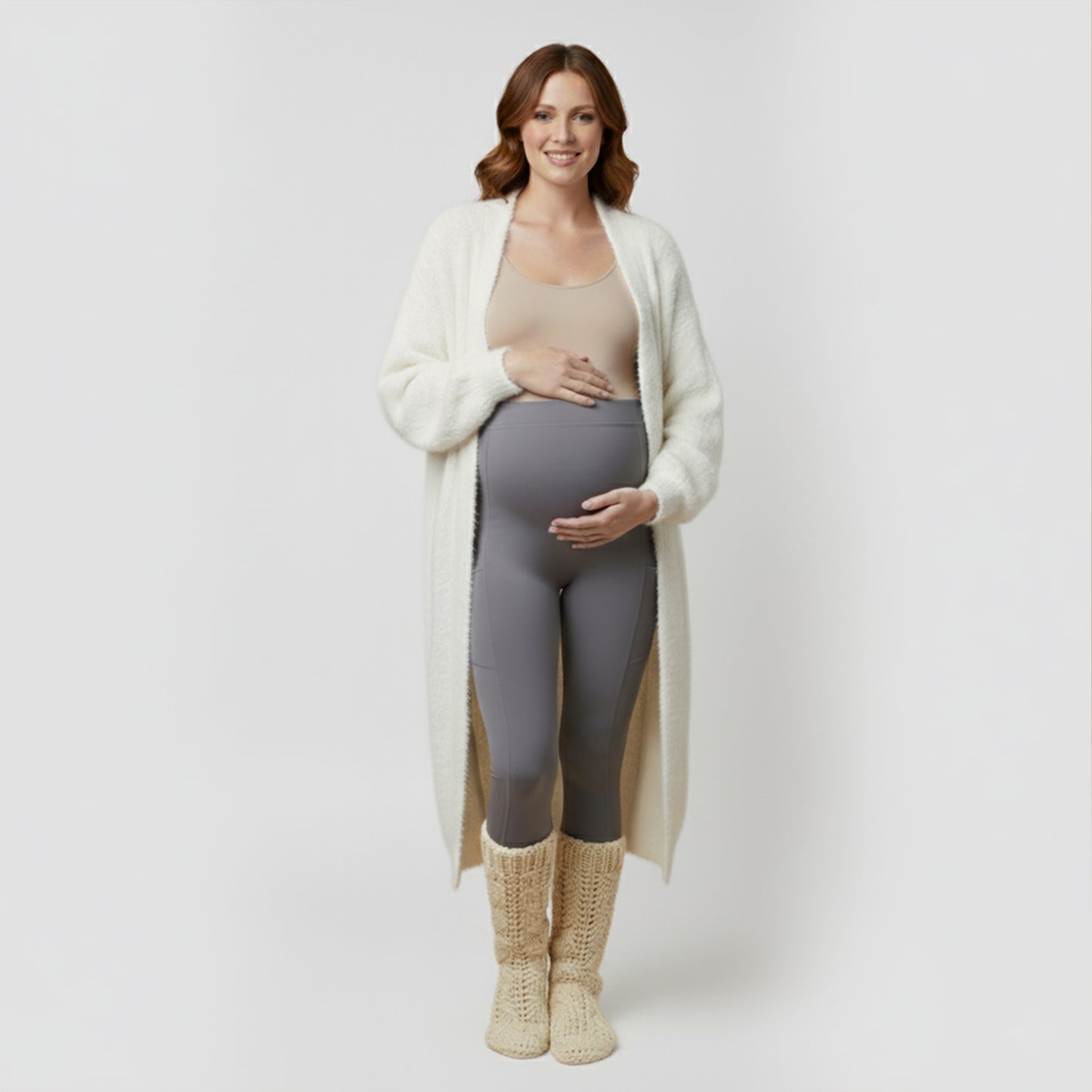 White Long Cardigan Knitted