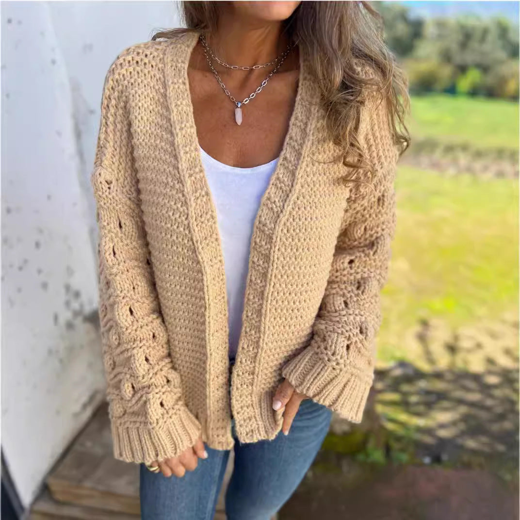 Emma - Textured Knit Open-Front Cardigan