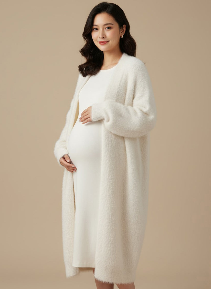 White Long Cardigan Knitted