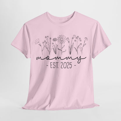 Mommy Est 2025 Floral T-Shirt