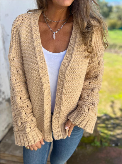 Emma - Textured Knit Open-Front Cardigan