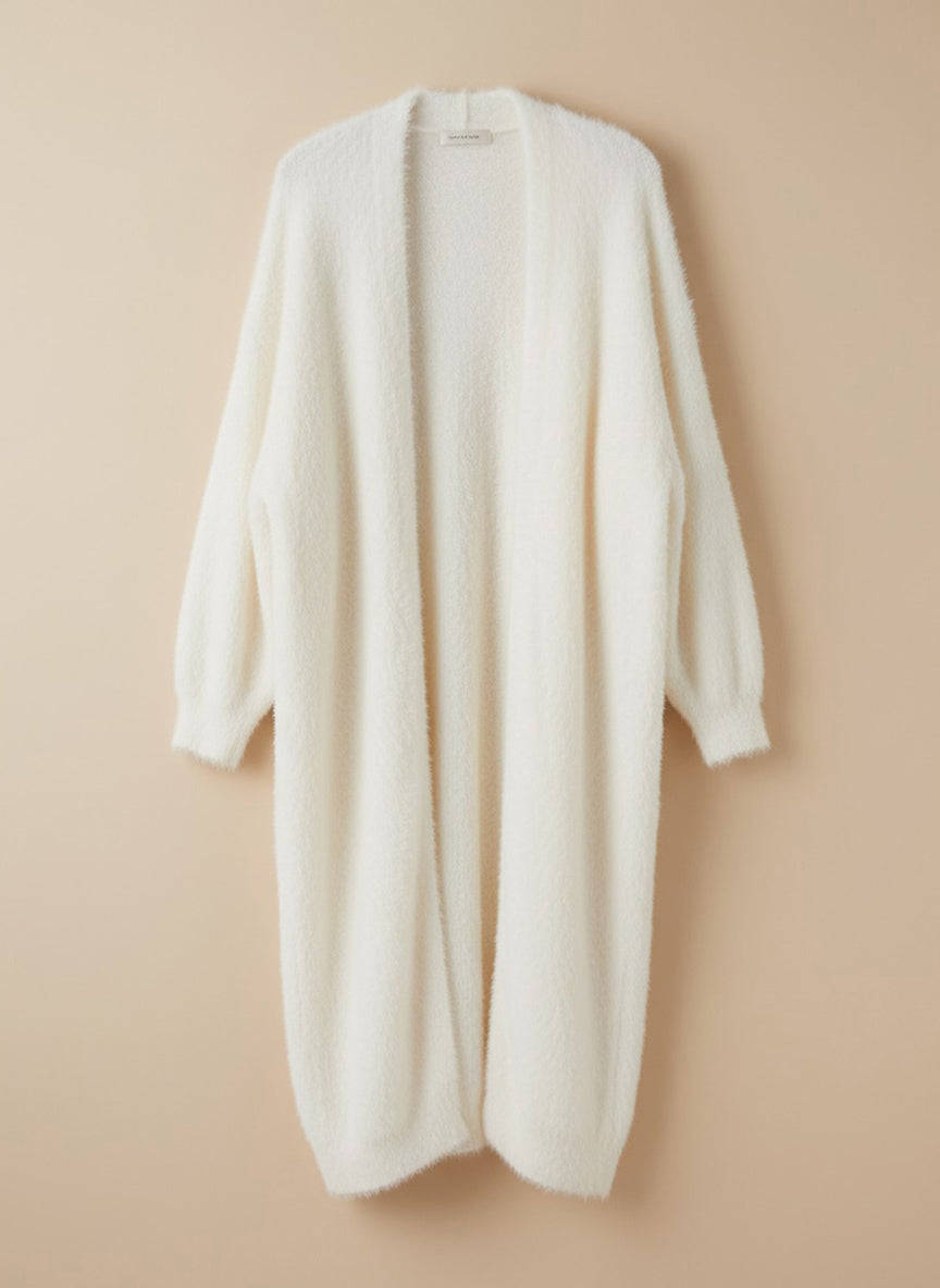 White Long Cardigan Knitted