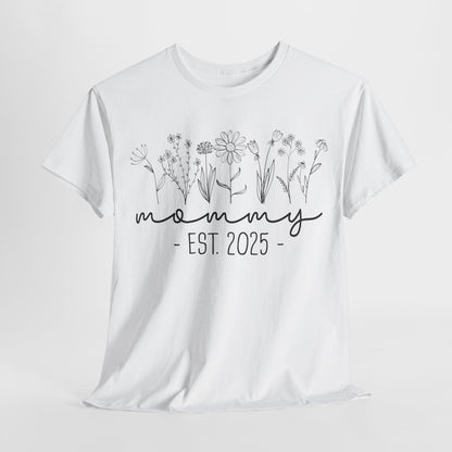Mommy Est 2025 Floral T-Shirt