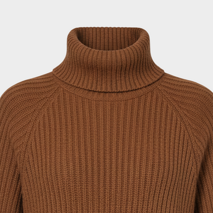 Laura - Ribbed Knit High Neck Midi Dress