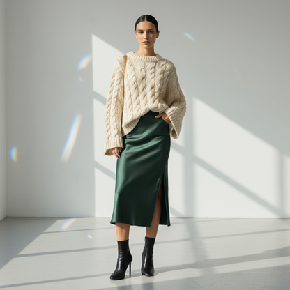 Julie - Oversized Textured Cable Knit Sweater