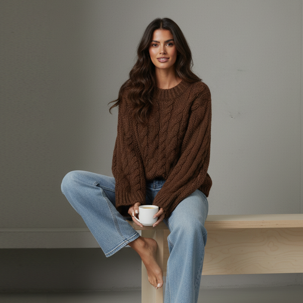 Julie - Oversized Textured Cable Knit Sweater