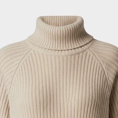 Laura - Ribbed Knit High Neck Midi Dress