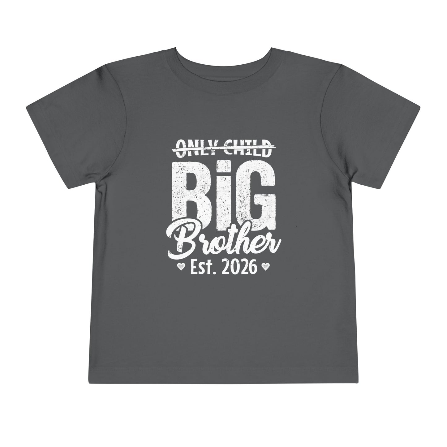 Gray t-shirt with 'Only Child Expired Big Brother est 2026 T-Shirt