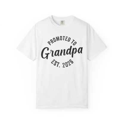 White T shirt for men , Promoted to Grandpa est 2026 gift for Grandpa to be