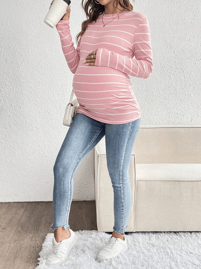 Women’s Striped Long-Sleeve Maternity Shirt