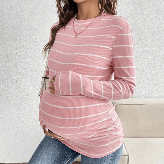 Women’s Striped Long-Sleeve Maternity Shirt