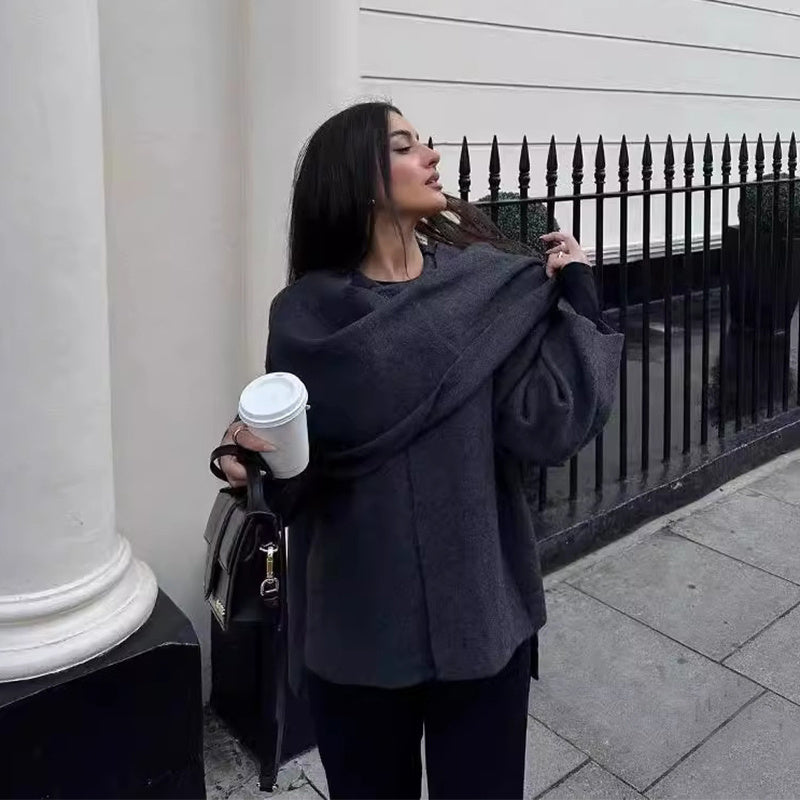 Lira - Draped Coat With Scarf Detail