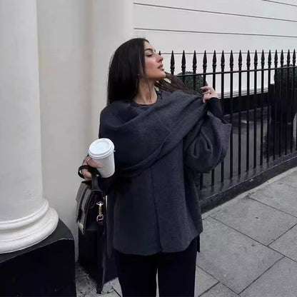 Lira - Draped Coat With Scarf Detail