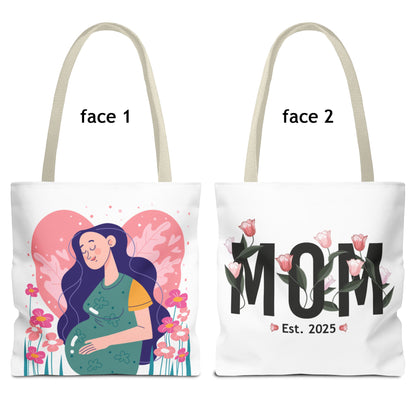 Mom's Love est 2025 Tote Bag - Floral Design