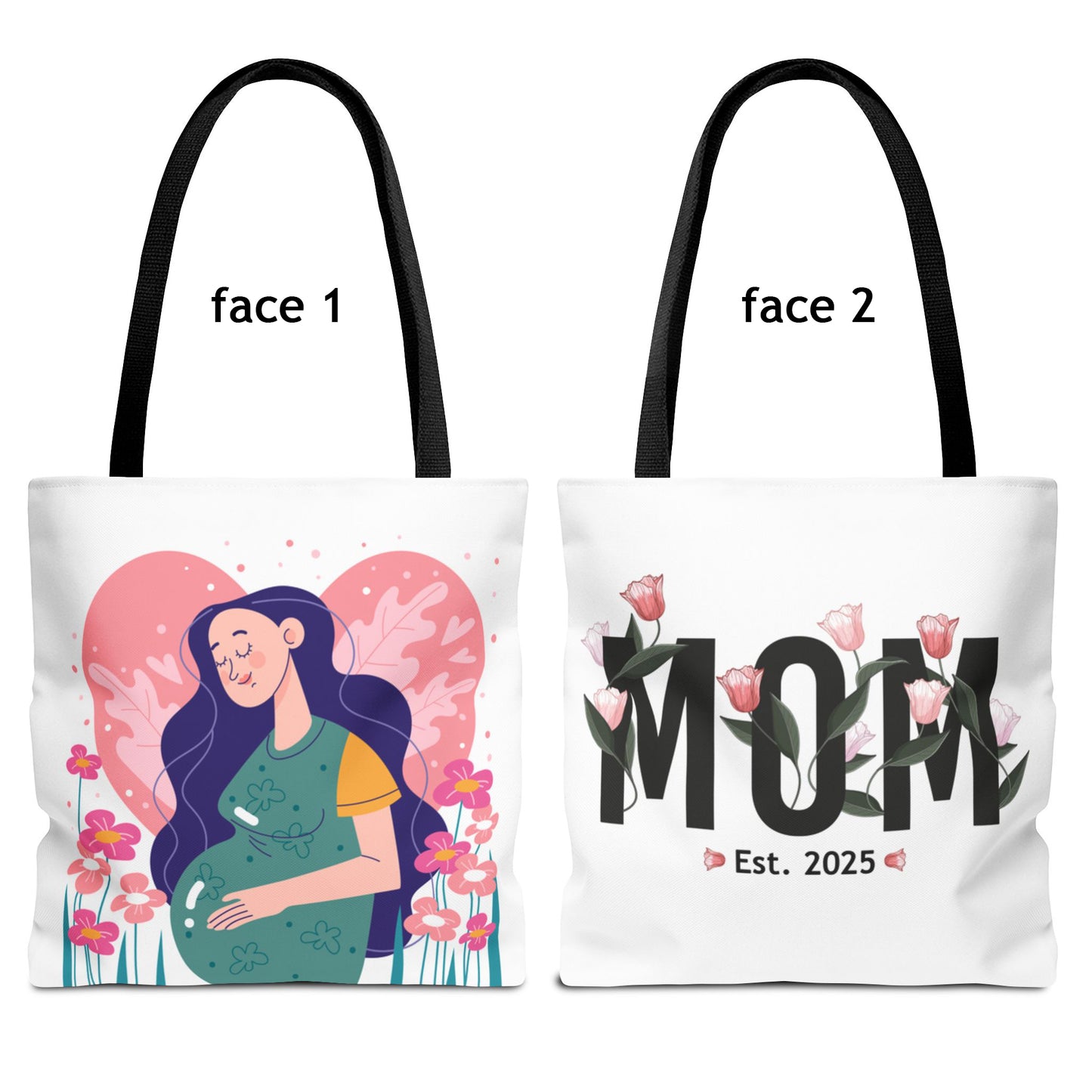 Mom's Love est 2025 Tote Bag - Floral Design