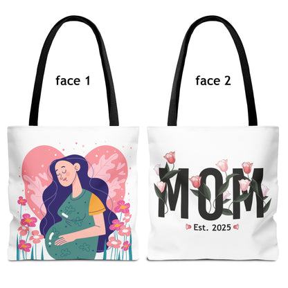 Mom's Love est 2025 Tote Bag - Floral Design