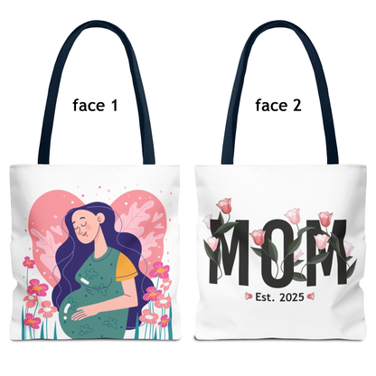 Mom's Love est 2025 Tote Bag - Floral Design
