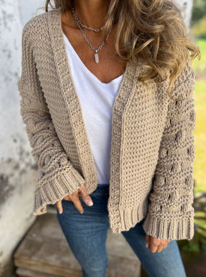 Emma - Textured Knit Open-Front Cardigan