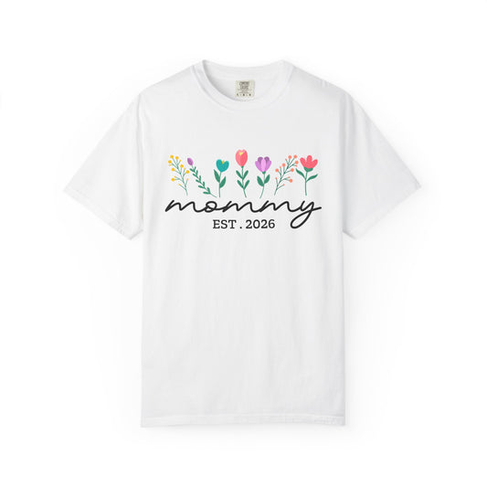 mommy est 2026 Floral Tshirt