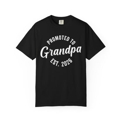 PROMOTED TO GRANDPA EST 2026 t-shirt – new grandparent pregnancy announcement shirt, gift for future grandfather, first-time grandpa reveal tee