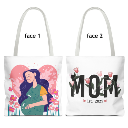 Mom's Love est 2025 Tote Bag - Floral Design